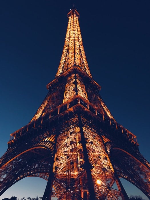 The Eiffel tower at night