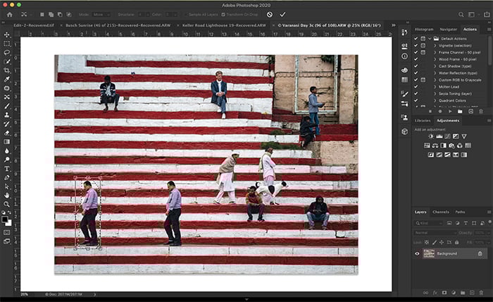 Screenshot of Photoshop showing transform box created by Content Aware Move tool.