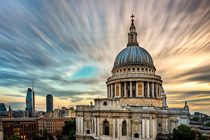 Long exposure of St. Paul's Cathedral in London. 