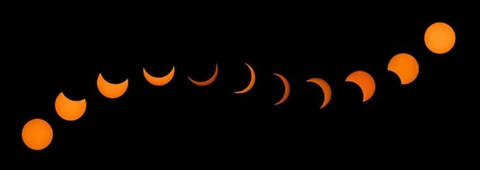 composite image showing the phases of a solar eclipse