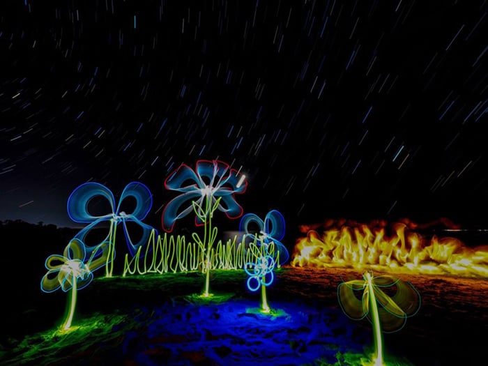 Colorful nighttime lights, showcasing a variety of patterns and shapes.