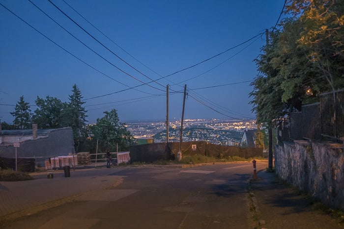 A street in Budapest at evening time