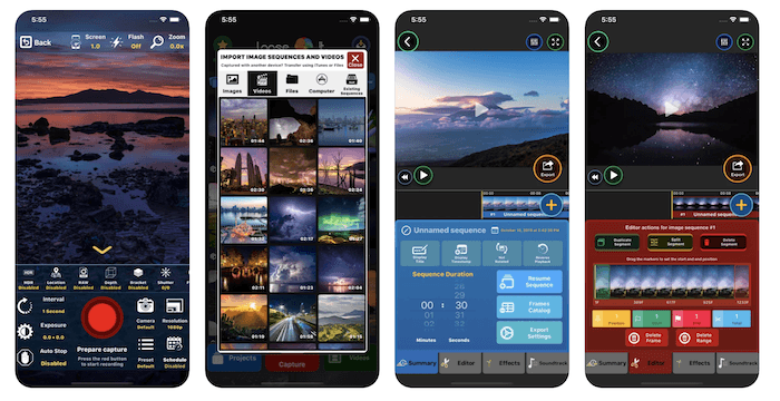 Screenshot of 'Lapse It' time-lapse app homepage