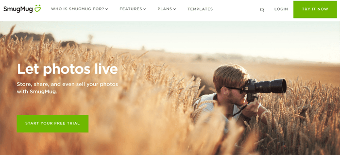 A screenshot of Smugmug photography website