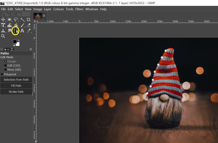 screenshot showing how to cut out an image- path around the subject