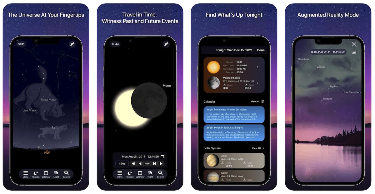 Screenshot of one of the best milky way apps, SkySafari