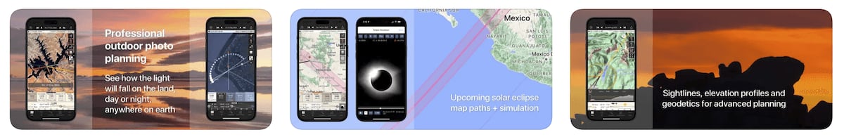 Screenshot of one of the best milky way apps, The Photographers Ephemeris