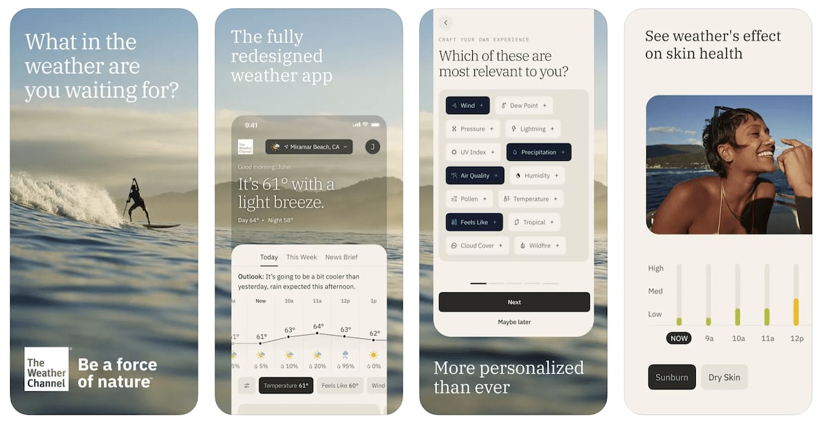 Screenshot of one of the best milky way apps, The Weather Channel