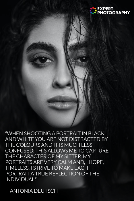 black and white portrait photography with quote overlayed