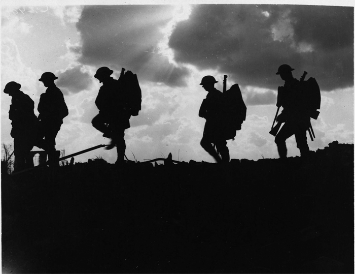A group of soldiers on patrol.