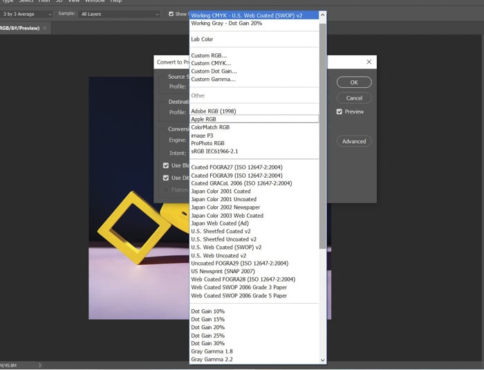 A computer screen with a dialog box open, displaying various options for colors.