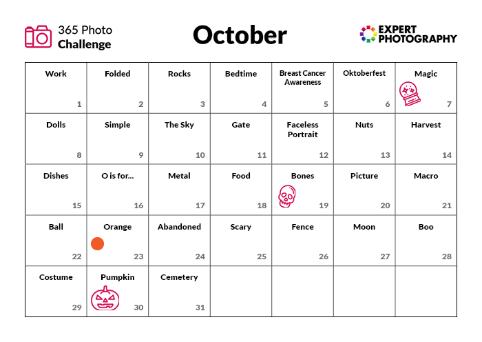 October Photography Challenge calendar