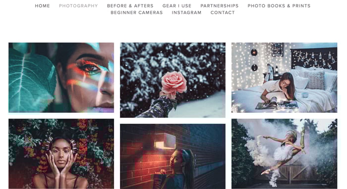 A screenshot from Brandon Woeffel photographer websites