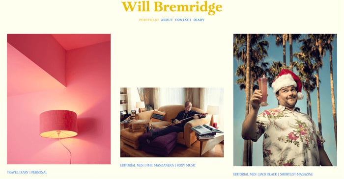 A screenshot of a portfolio from one of the best photography websites