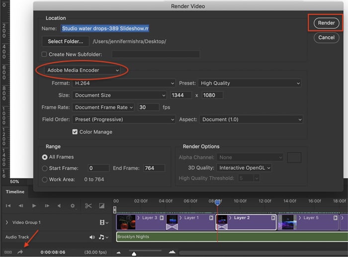 Photoshop screenshot render video