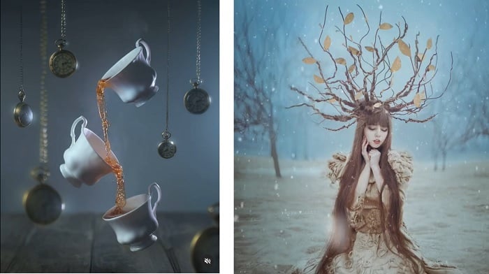 Diptych cinemagraph images from Ashraful Arefin's and Anya Anti's respective portfolios
