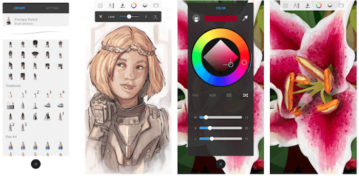 Screenshot of Sketchbook drawing app for Android