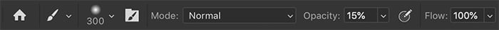 Photoshop screenshot of brush options bar