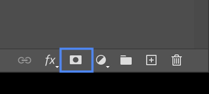 Highlighted add layer mask button in Photoshop for composite photography