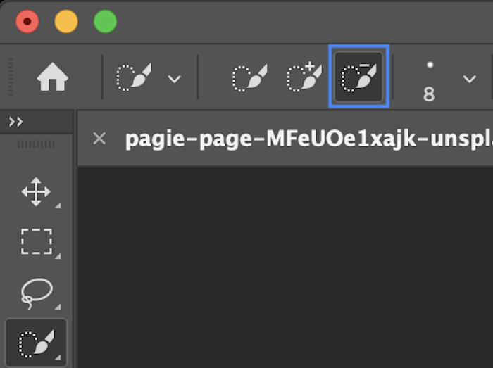 Screenshot of subtractive Brush tool icon in Photoshop for composite photography