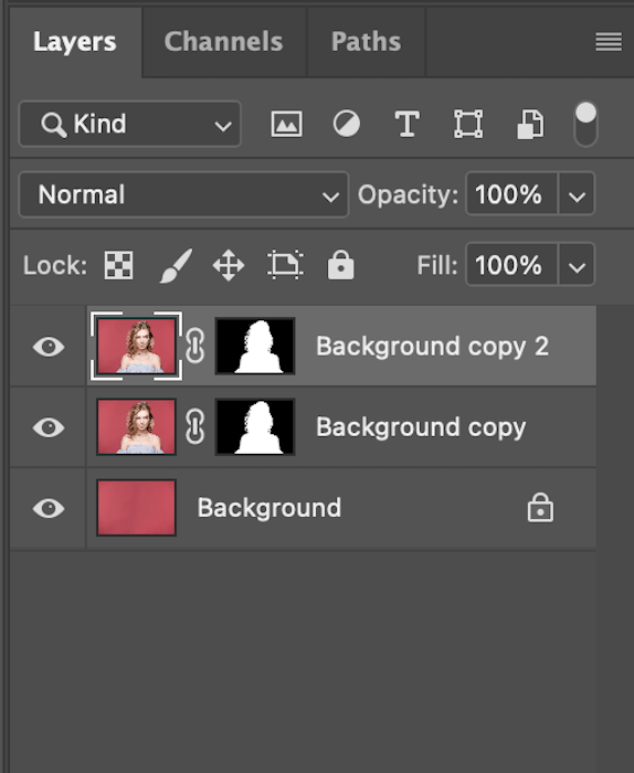 dispersion effect step 2: the layers drop-down menu after duplicating your background layer
