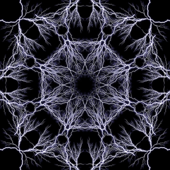 Final image of lightening with a kaleidoscope effect in Photoshop