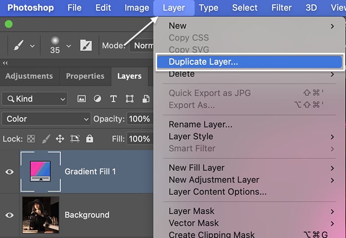 Photoshop screenshot duplicate layer