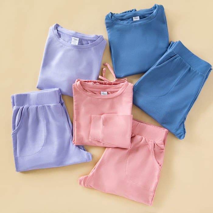 Tips for Flat Lay Photography of clothing: Flat lay image of pastel colored pyjamas