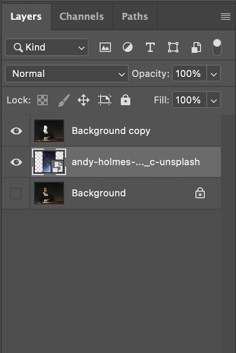 Screenshot of moving a layer in Photoshop for digital collage