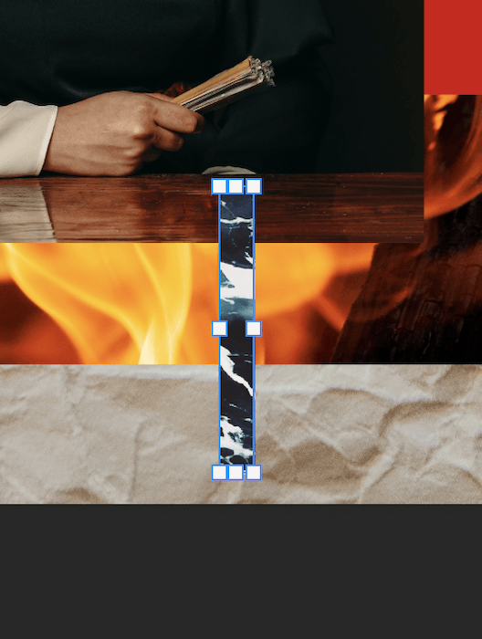 Screenshot of a cut-out selection placed in Photoshop for digital collage