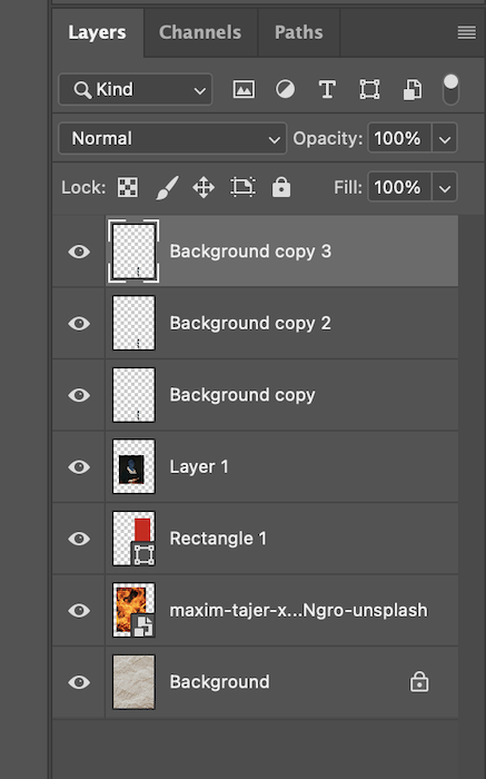 Screenshot of copying layers in Photoshop for digital collage