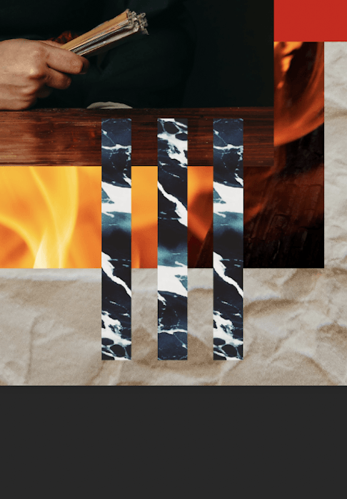 Screenshot of a rotated element in Photoshop for digital collage