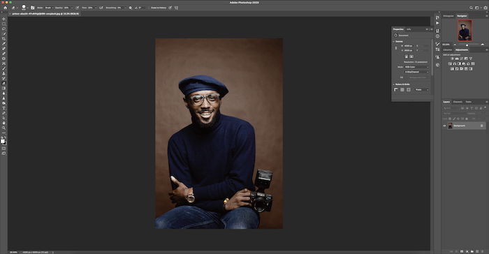 screenshot of the portrait I'm using to create a double exposure in photoshop