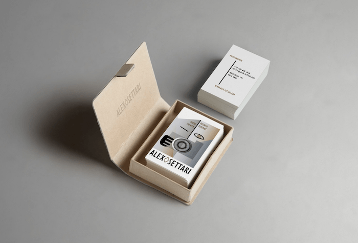 photography business card with a nice design on the front