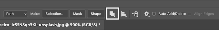 Path operations in Photoshop toolbar