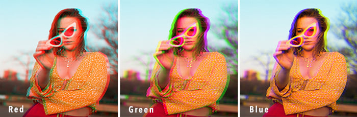 Compare red blue green 3D effect