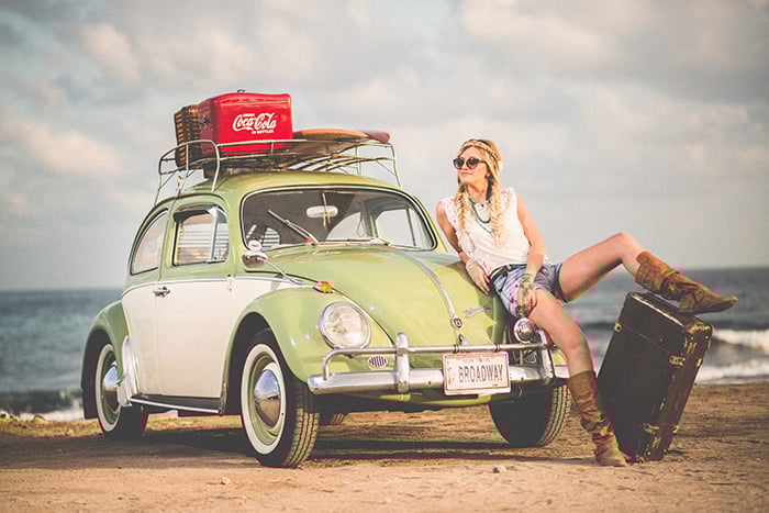 Photo by Amos Bar-Zeev on Unsplash Original image or retro woman and a Volkswagen