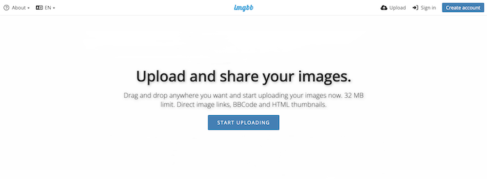ImgBB upload page