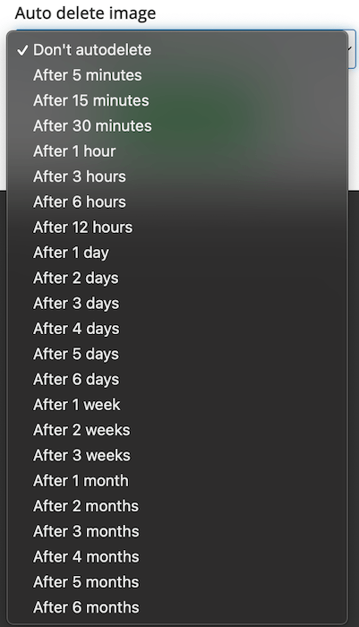 ImgBB auto-delete features