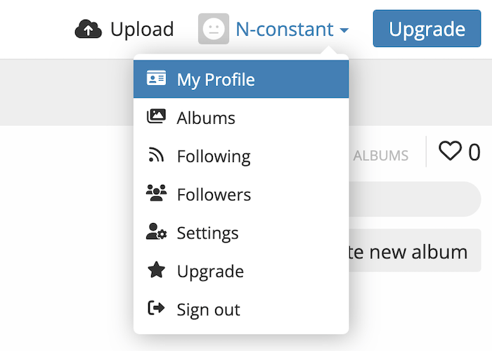 ImgBB profile option
