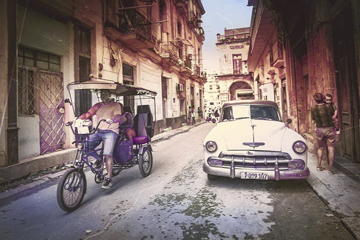 Cuba street scene colorized with neural filter