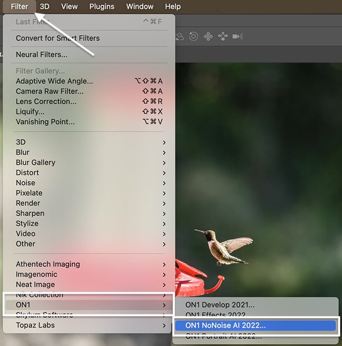 Photoshop screenshot on1 filter plugin