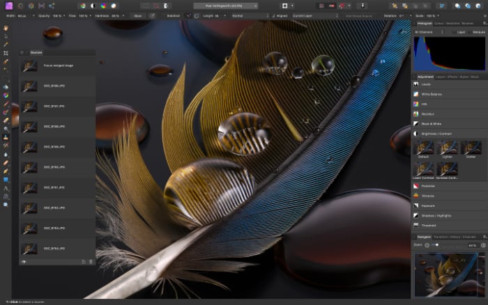 Screenshot Affinity Photo workspace