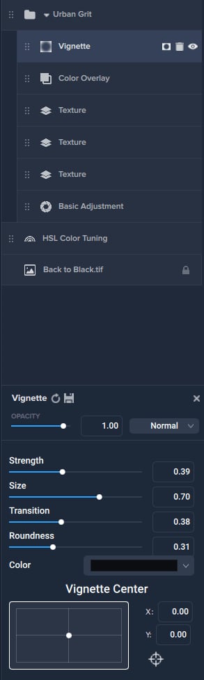 Topaz Studio 2 Urban Grit look settings