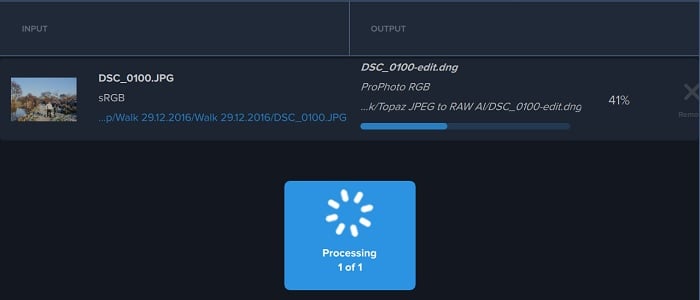 Screenshot of conversion in process Screenshot of conversion in process