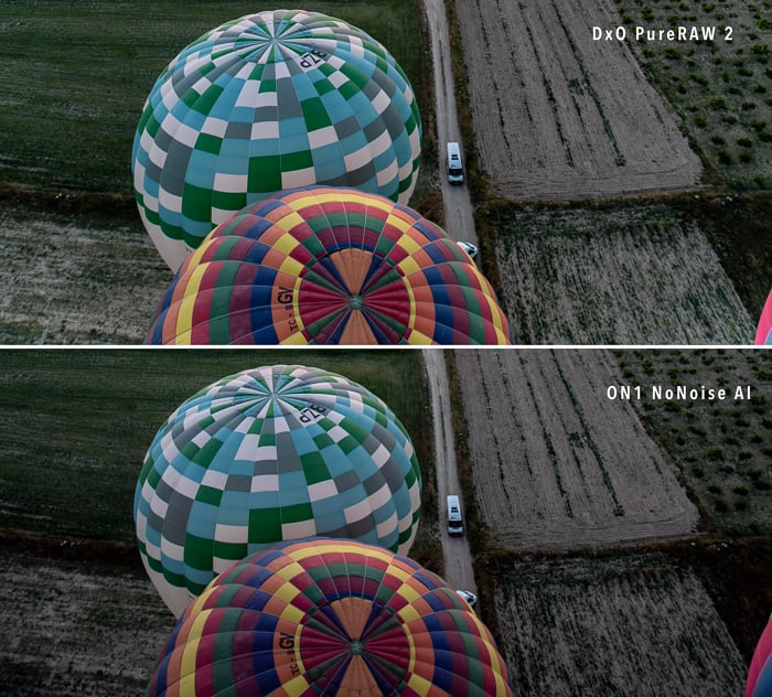 Cappadocia hot air balloons Photo by Jenn Mishra compare results DxO PureRAW 2 and On1 NoNoise noise reduction Cappadocia hot air balloons Photo by Jenn Mishra compare results DxO PureRAW 2 and On1 NoNoise noise reduction