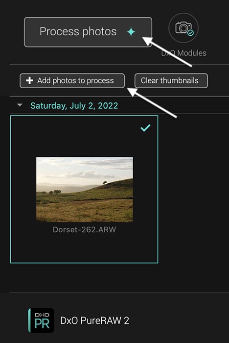 Screenshot DxO PureRAW 2 stand alone program user interface Screenshot DxO PureRAW 2 stand alone program user interface
