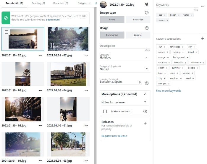 Uploading photos on Shutterstock Uploading photos on Shutterstock