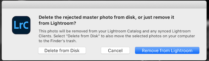 A prompt window confirming a photo removal.