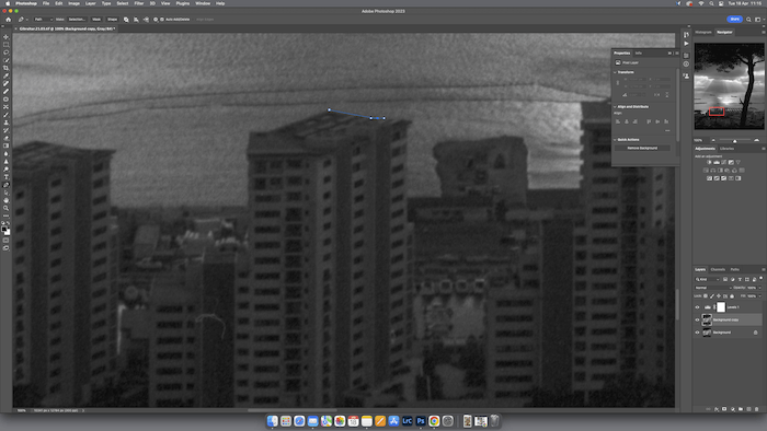 A photo editing program displaying a cityscape.
